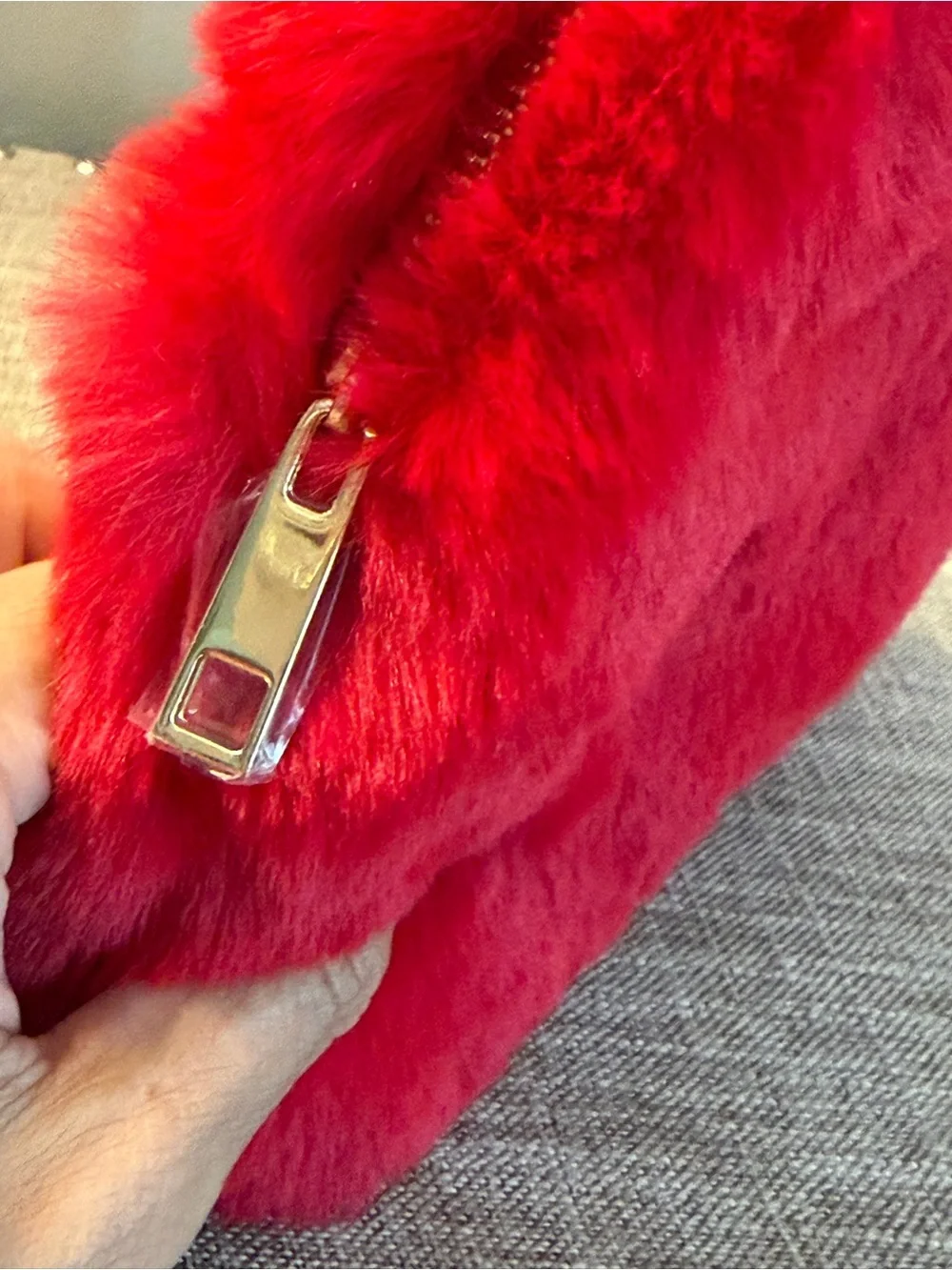 Miu Miu Parfum Red Faux Fur Cosmetic Pouch